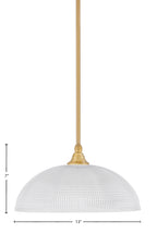 Any One Light Mini Pendant in New Age Brass with 13" Clear Ribbed Shade