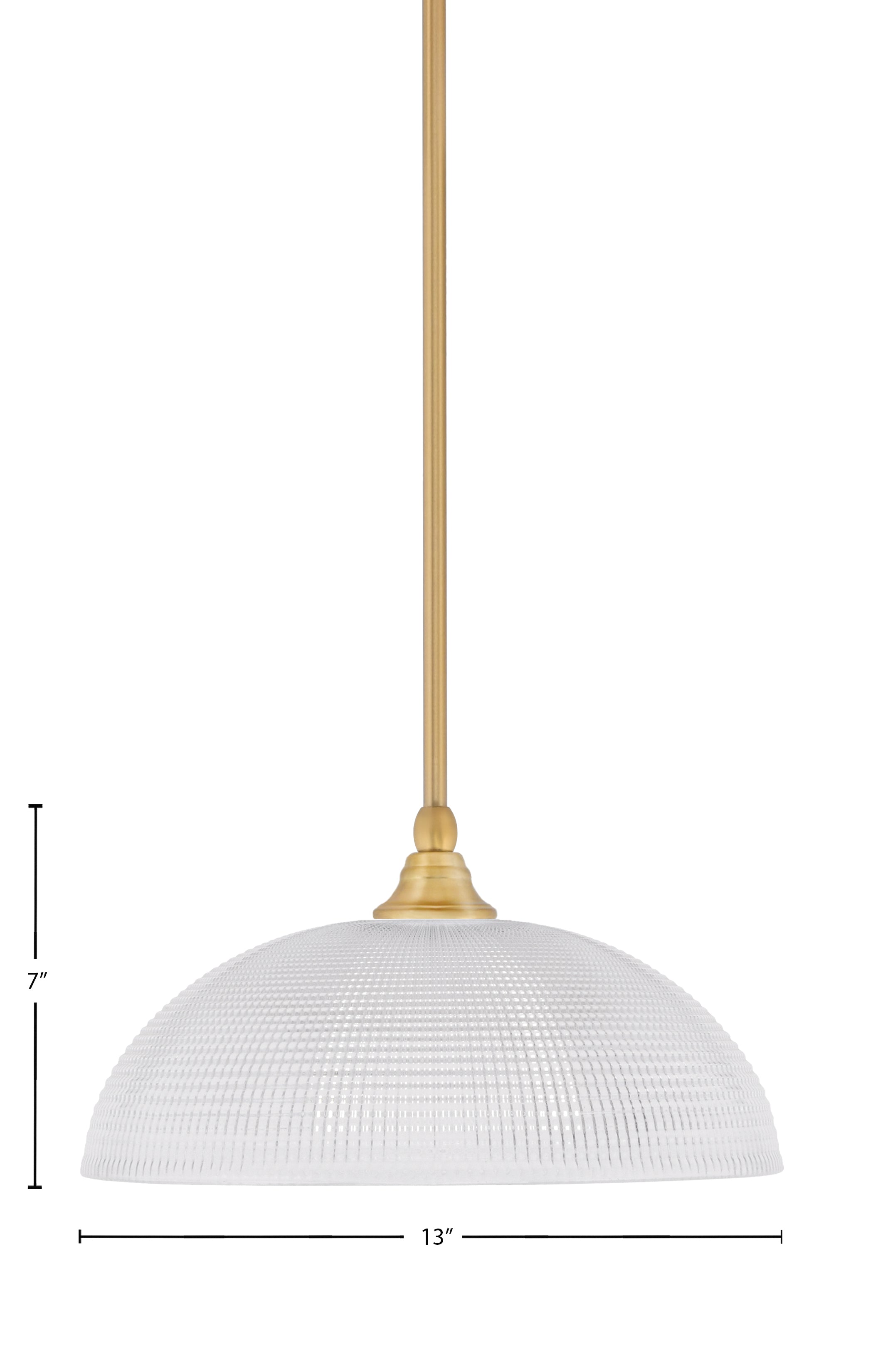 Any One Light Mini Pendant in New Age Brass with 13" Clear Ribbed Shade