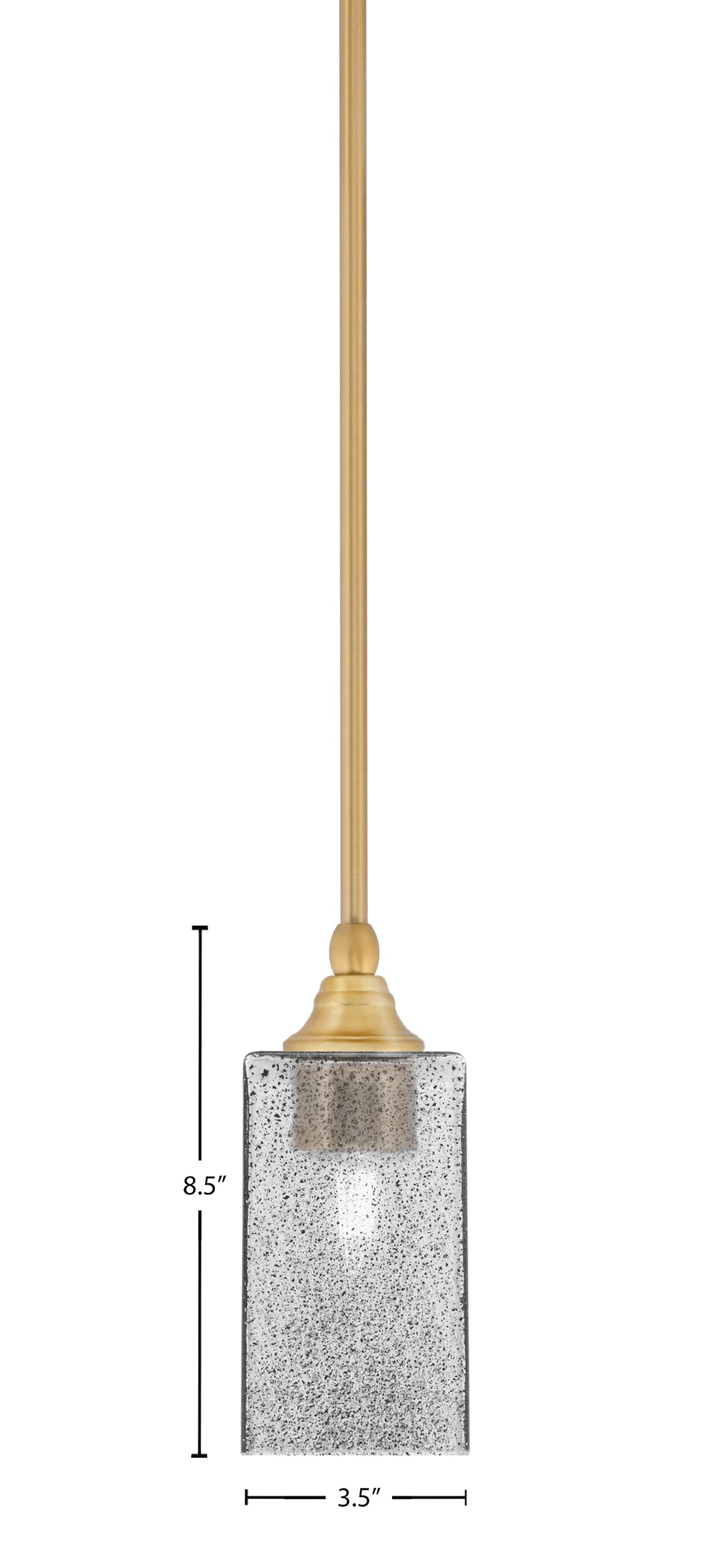 Stem One Light Mini Pendant in New Age Brass with 3.5" Square Smoke Bubble Shade