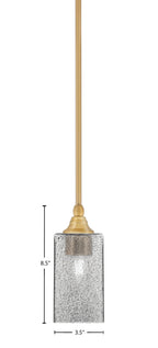 Stem One Light Mini Pendant in New Age Brass with 3.5" Square Smoke Bubble Shade