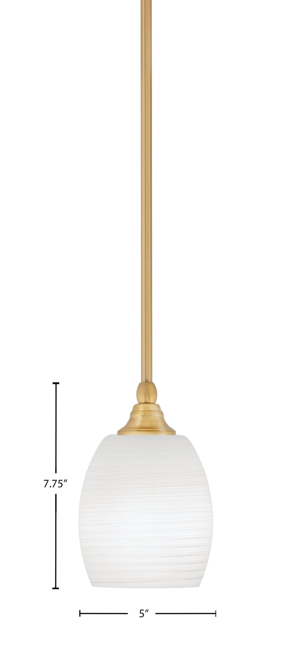 Stem One Light Mini Pendant in New Age Brass with 5" White Linen Shade