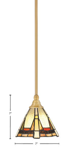 Stem One Light Mini Pendant in New Age Brass with 7" Zion Art Glass Shade