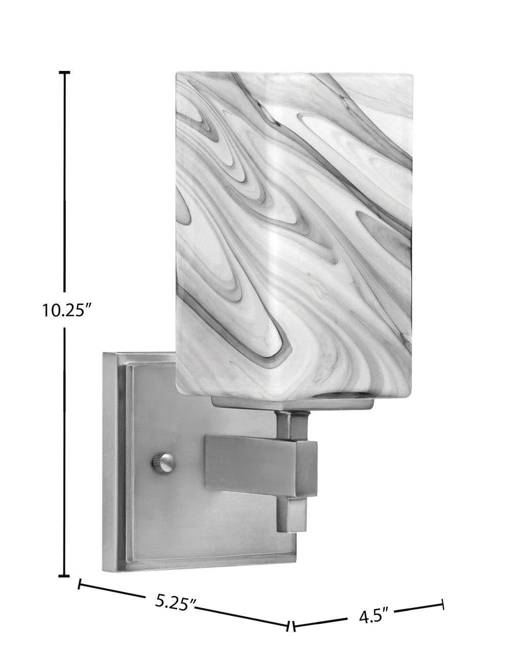 Corbin One Light Wall Sconce in Graphite with Square Onyx Swirl Shade