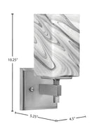 Corbin One Light Wall Sconce in Graphite with Square Onyx Swirl Shade