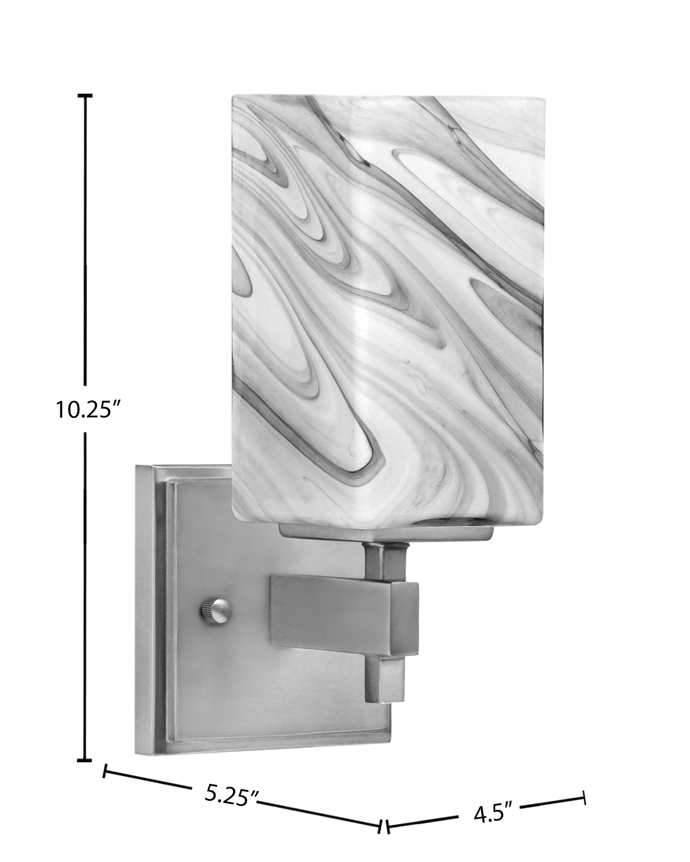 Corbin One Light Wall Sconce in Graphite with Square Onyx Swirl Shade