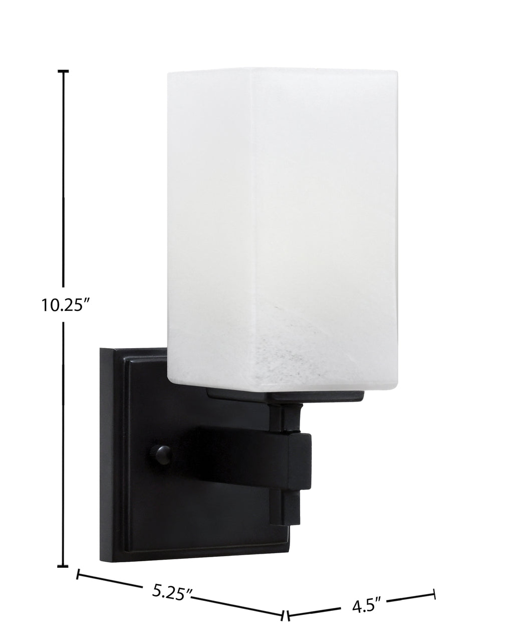 Corbin One Light Wall Sconce in Matte Black with Square White Marble Shade