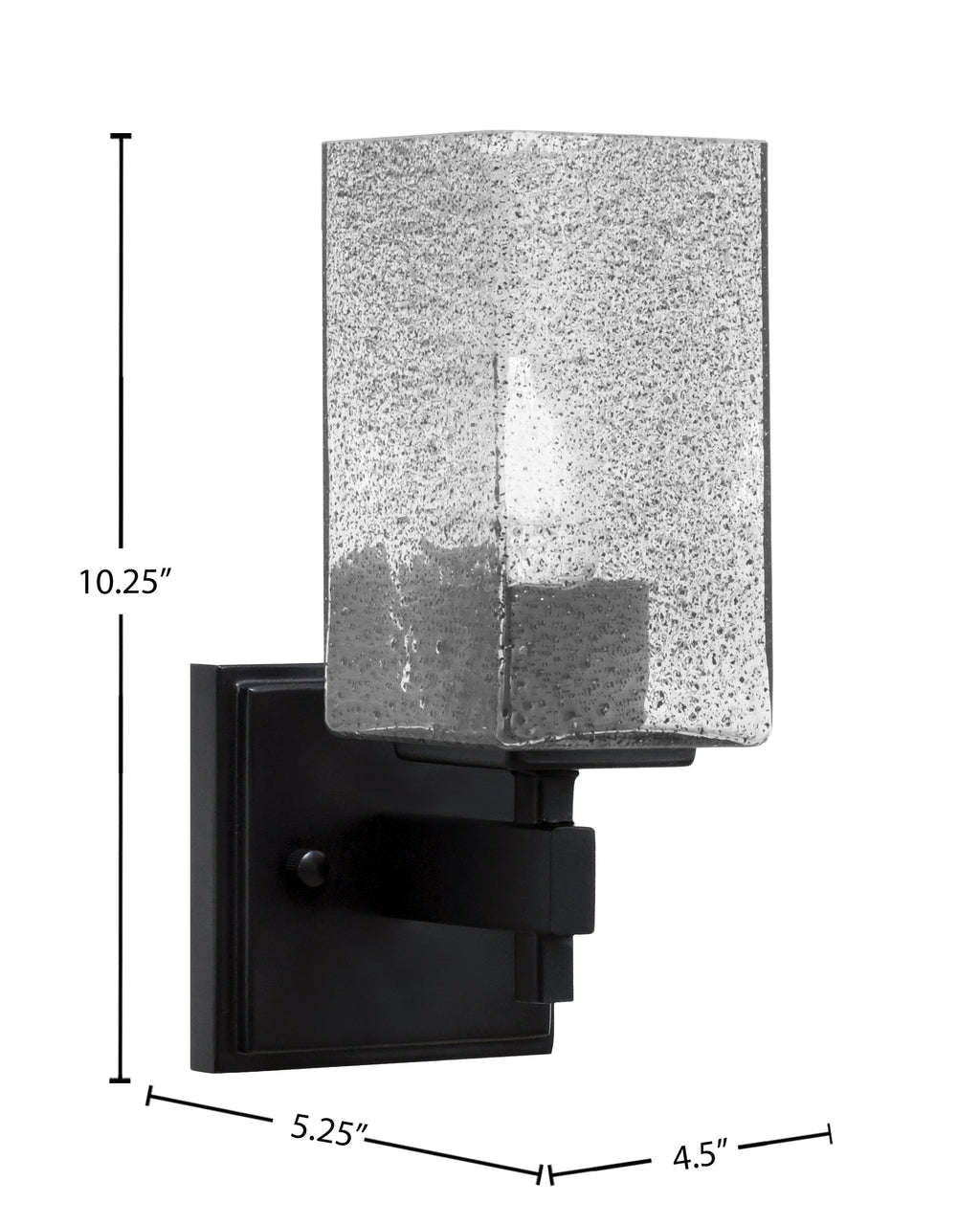 Corbin One Light Wall Sconce in Matte Black with Square Smoke Bubble Shade