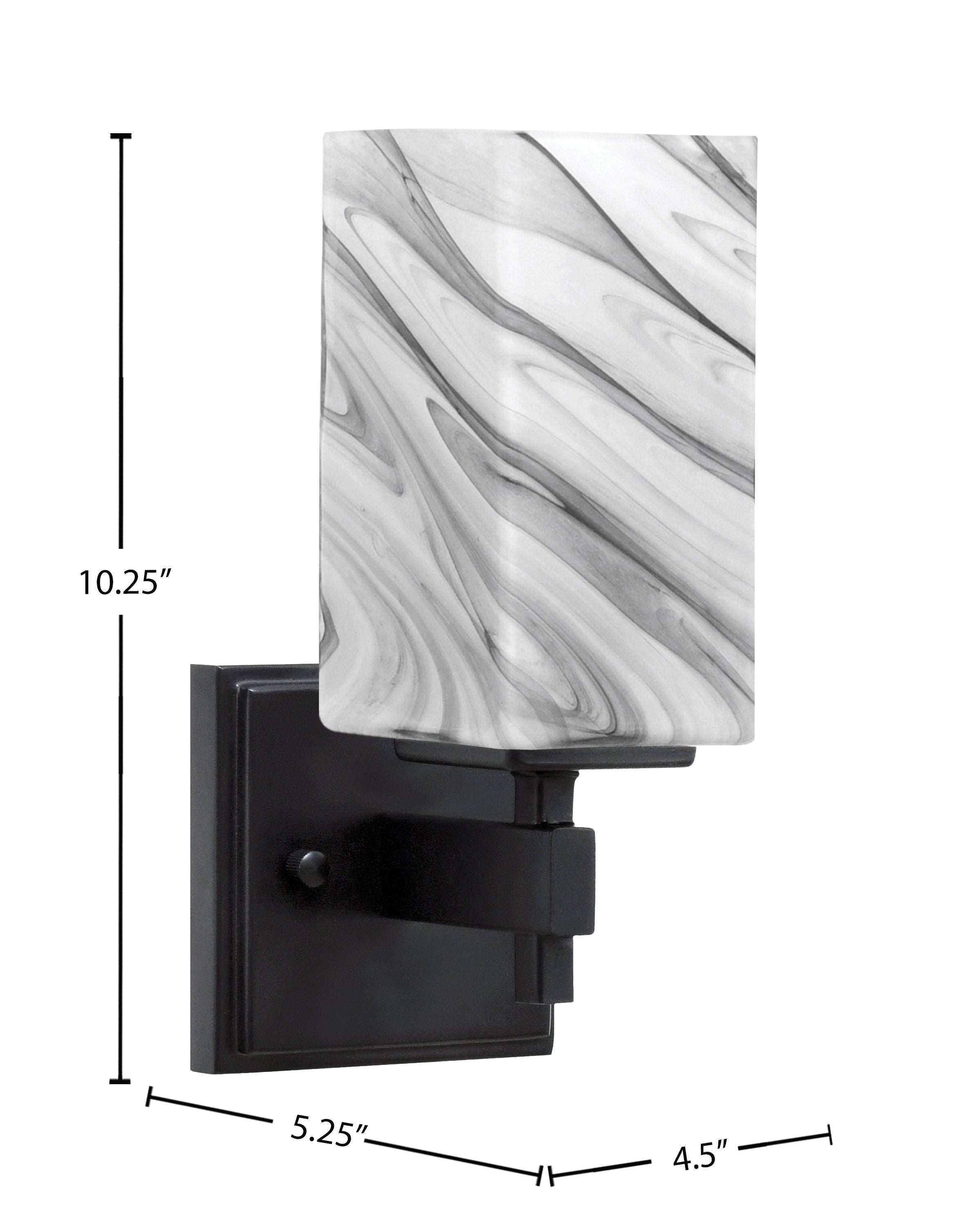 Corbin One Light Wall Sconce in Matte Black with Square Onyx Swirl Shade