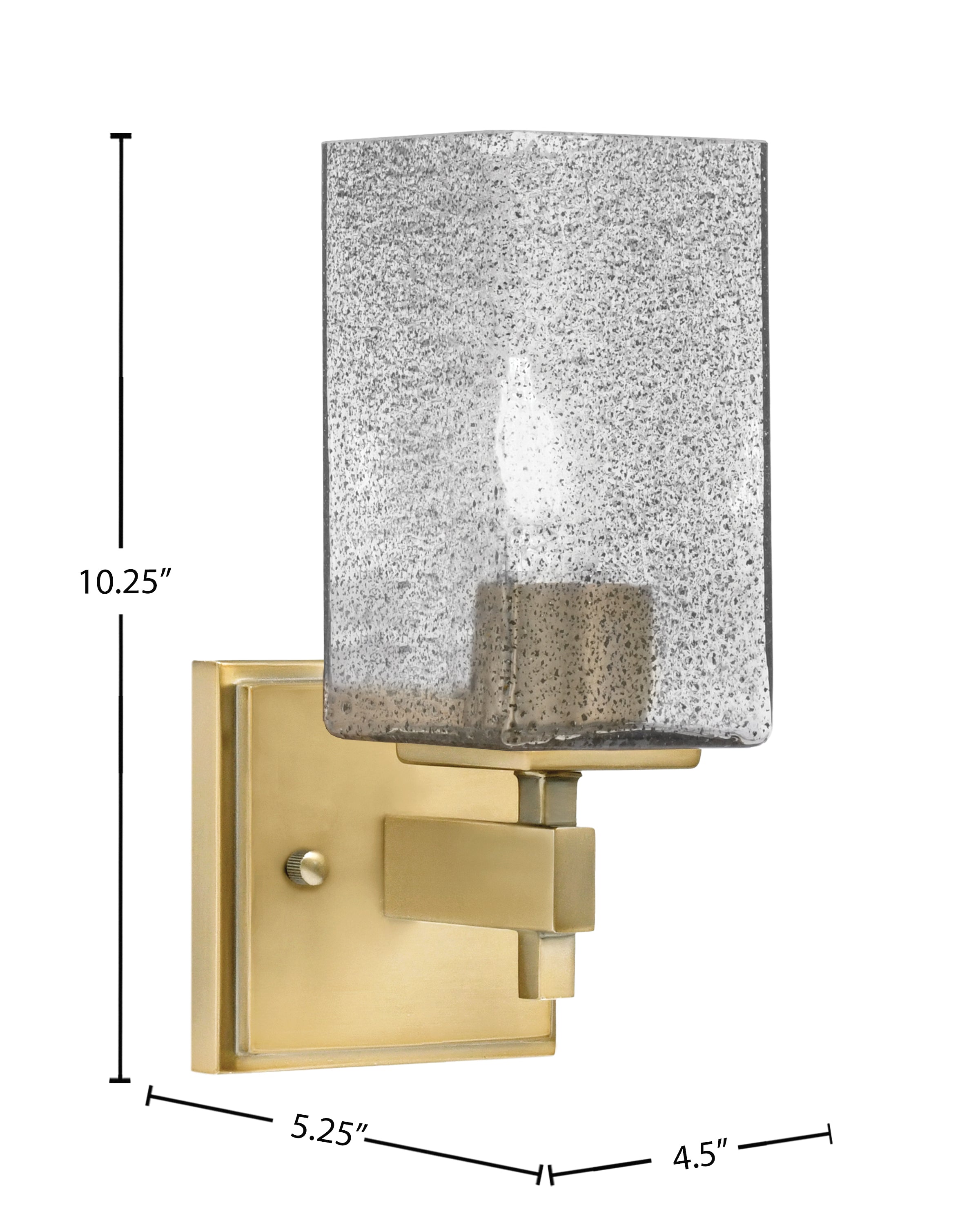 Corbin One Light Wall Sconce in New Age Brass with Square Smoke Bubble Shade
