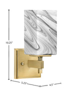 Corbin One Light Wall Sconce in New Age Brass with Square Onyx Swirl Shade
