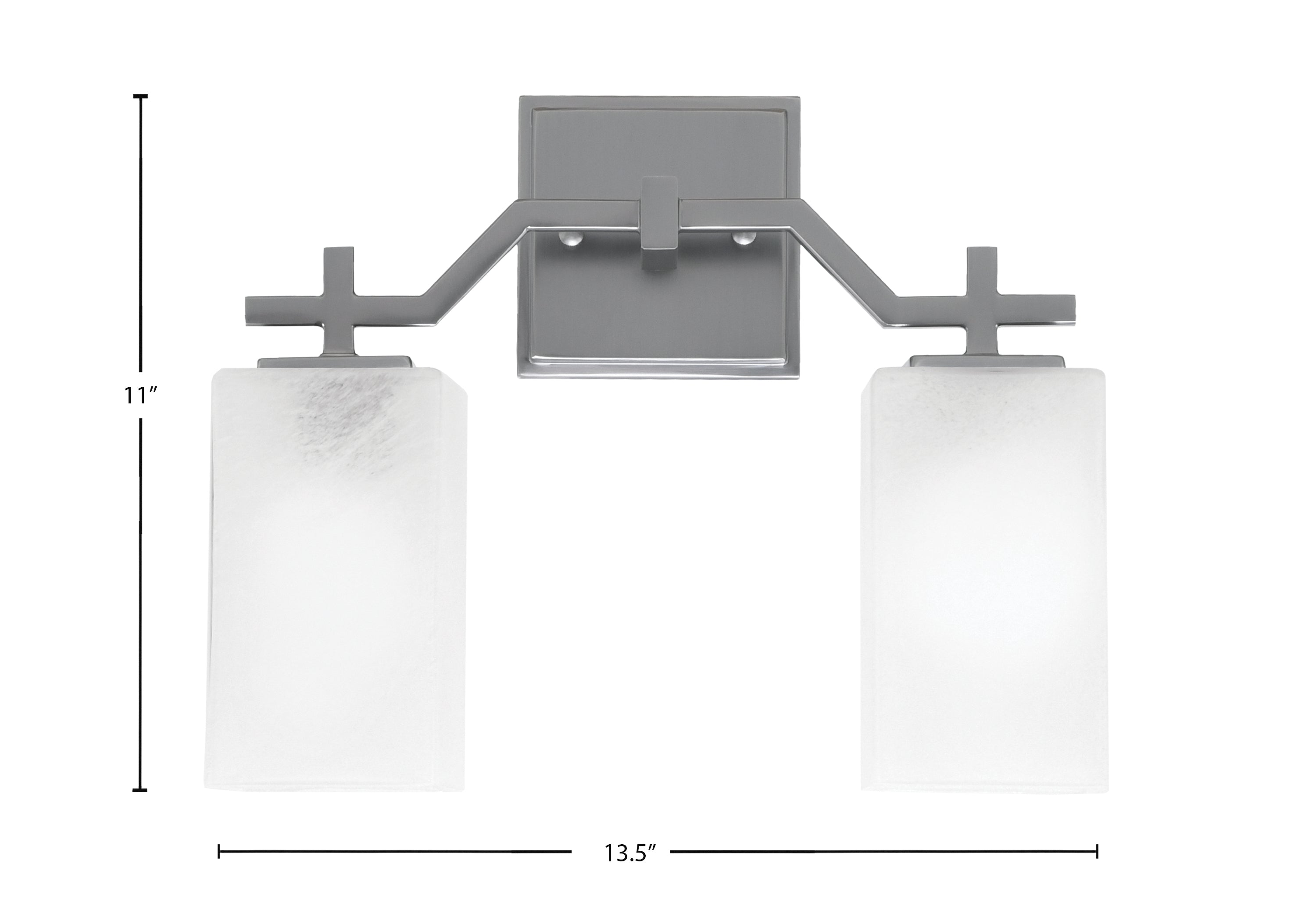 Corbin Two Light Bath Bar in Graphite with Square White Marble Shade
