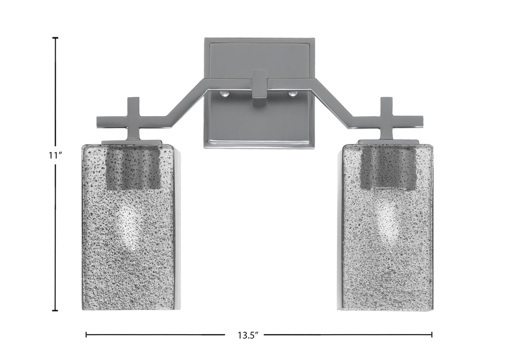 Corbin Two Light Bath Bar in Graphite with Square Smoke Bubble Shade