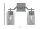 Corbin Two Light Bath Bar in Graphite with Square Smoke Bubble Shade