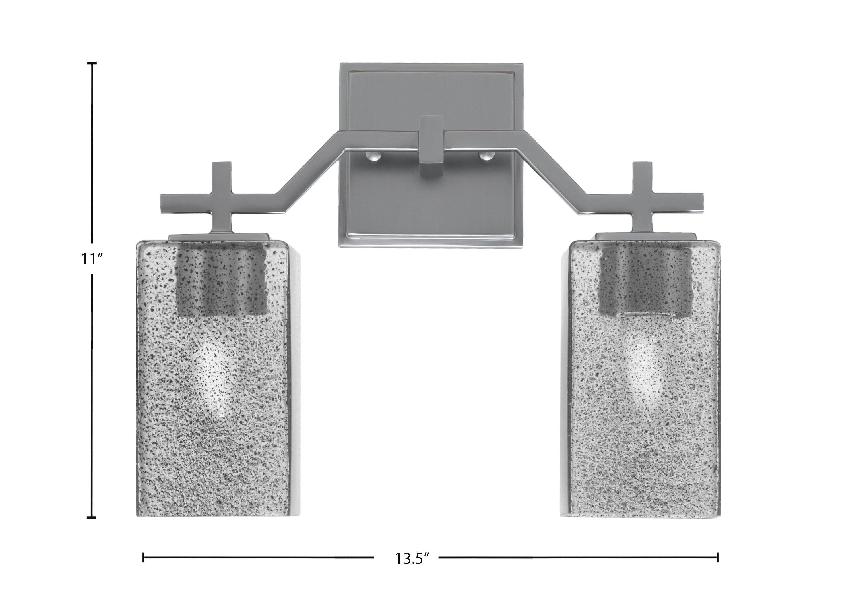 Corbin Two Light Bath Bar in Graphite with Square Smoke Bubble Shade