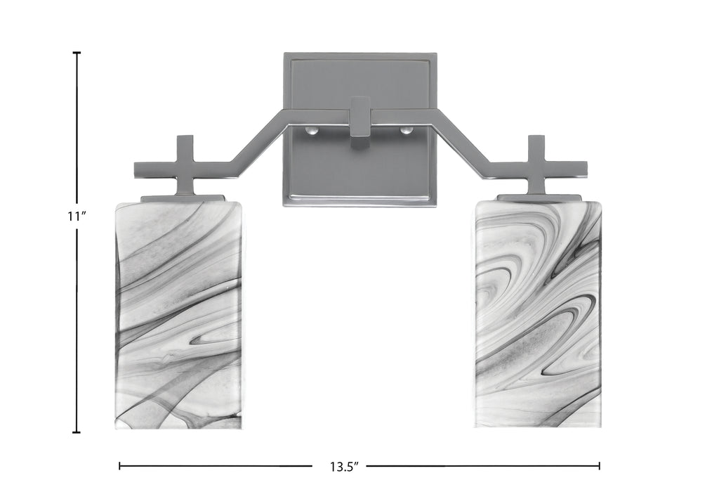 Corbin Two Light Bath Bar in Graphite with Square Onyx Swirl Shade