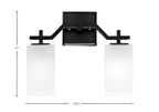 Corbin Two Light Bath Bar in Matte Black with Square White Marble Shade