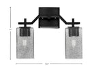 Corbin Two Light Bath Bar in Matte Black with Square Smoke Bubble Shade