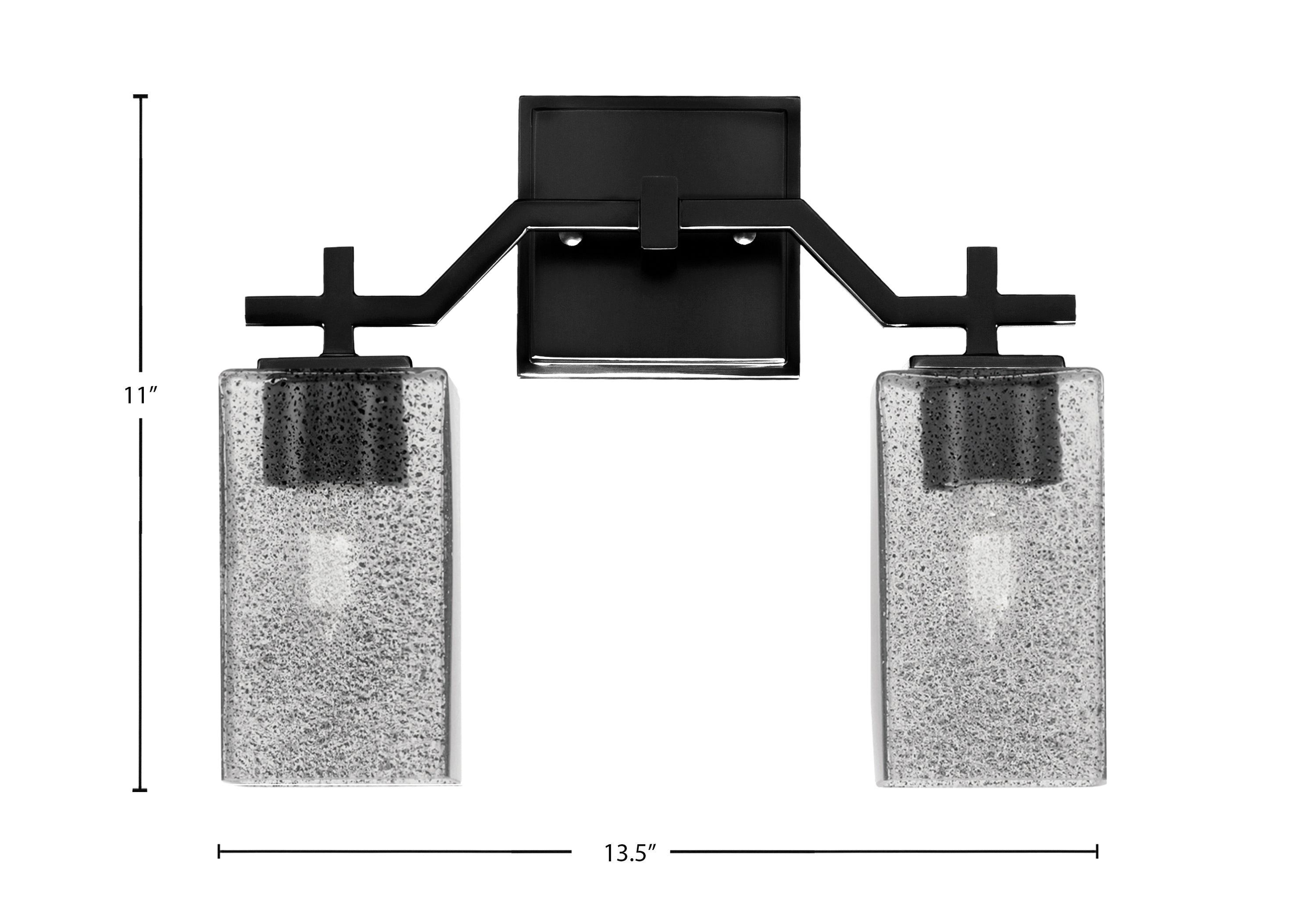 Corbin Two Light Bath Bar in Matte Black with Square Smoke Bubble Shade