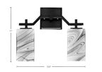 Corbin Two Light Bath Bar in Matte Black with Square Onyx Swirl Shade