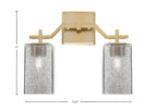 Corbin Two Light Bath Bar in New Age Brass with Square Smoke Bubble Shade