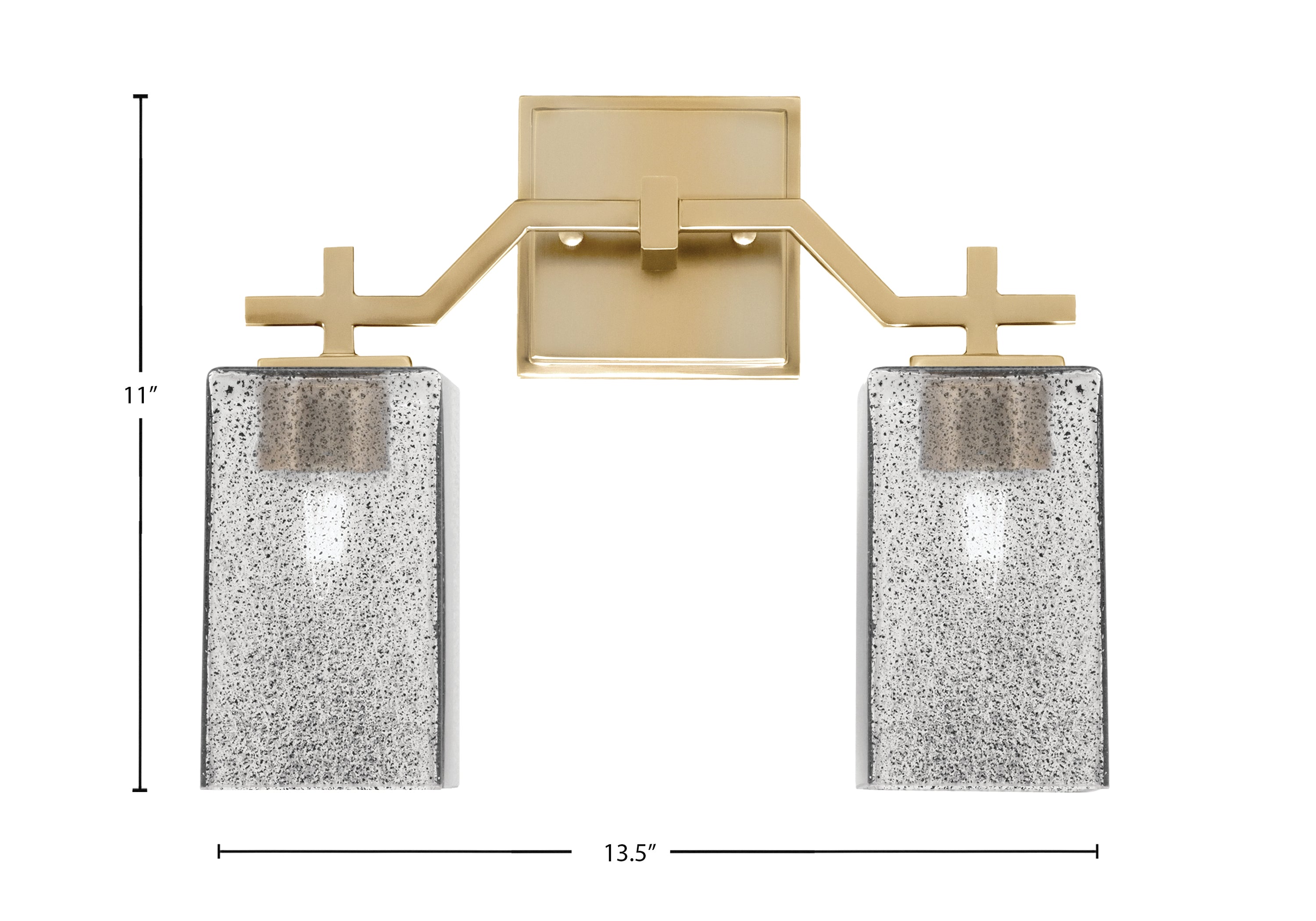 Corbin Two Light Bath Bar in New Age Brass with Square Smoke Bubble Shade