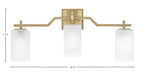 Corbin Three Light Bath Bar in New Age Brass with Square White Marble Shade