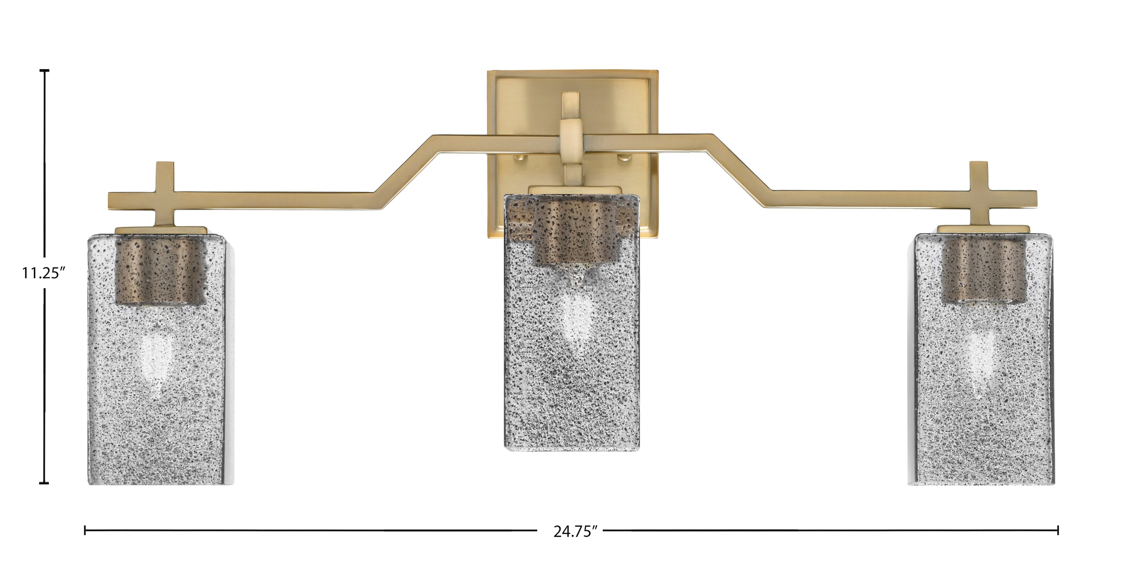 Corbin Three Light Bath Bar in New Age Brass with Square Smoke Bubble Shade