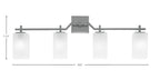 Corbin Four Light Bath Bar in Graphite with Square White Marble Shade