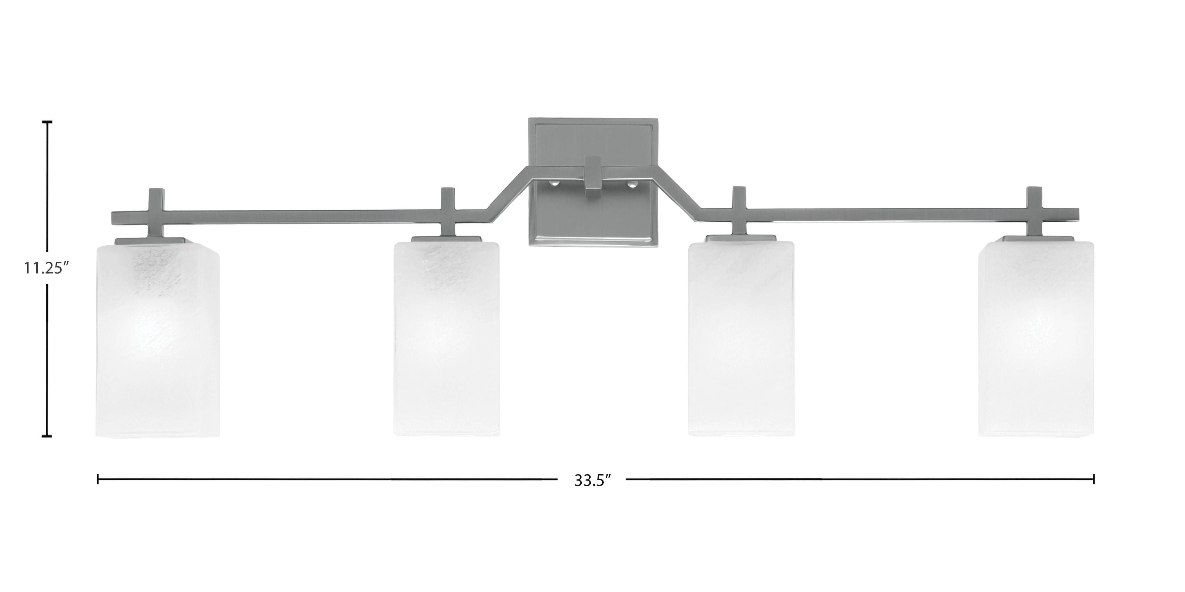Corbin Four Light Bath Bar in Graphite with Square White Marble Shade