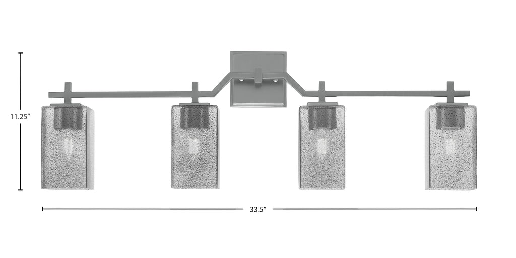 Corbin Four Light Bath Bar in Graphite with Square Smoke Bubble Shade