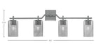 Corbin Four Light Bath Bar in Graphite with Square Smoke Bubble Shade