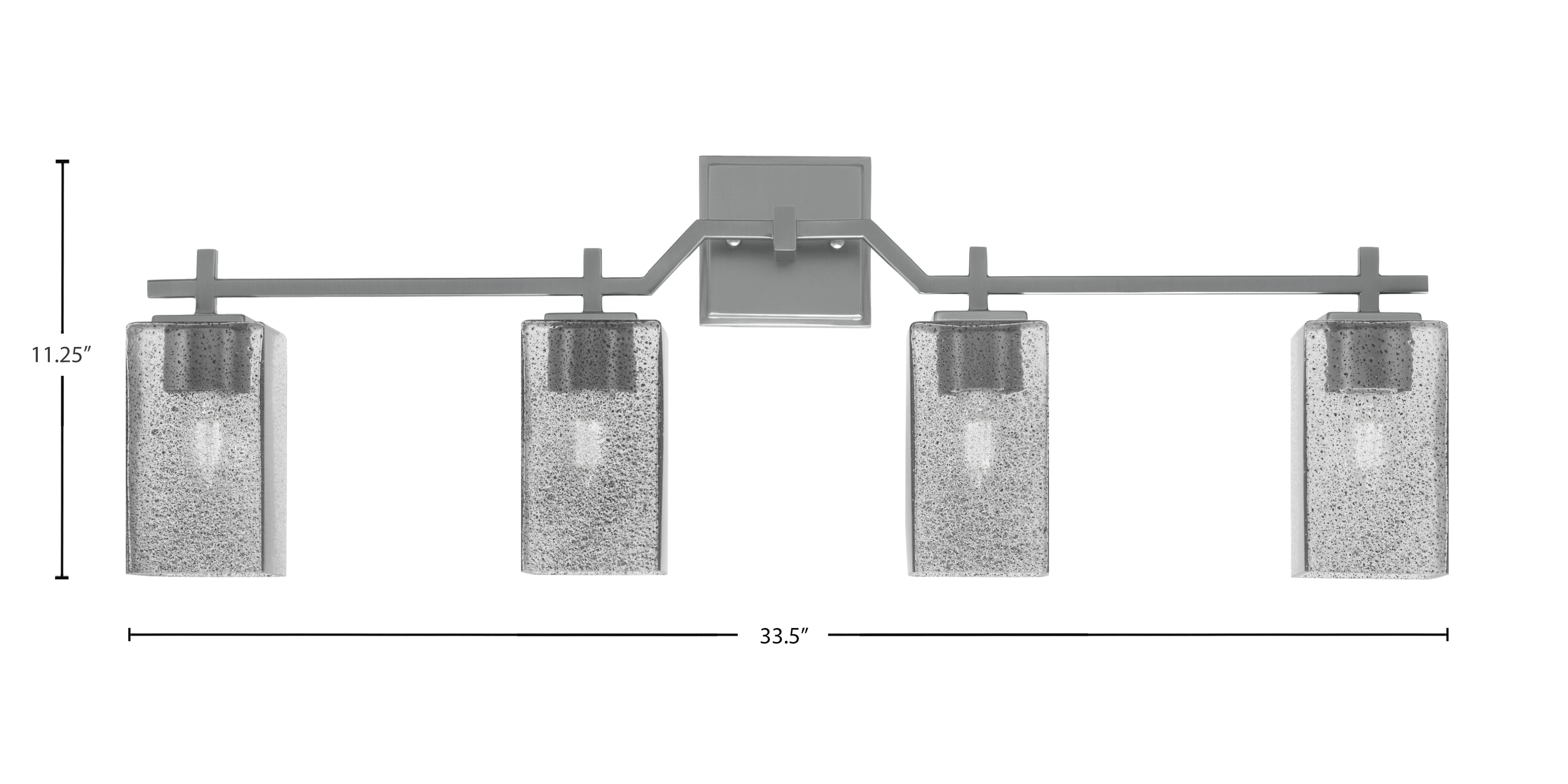 Corbin Four Light Bath Bar in Graphite with Square Smoke Bubble Shade