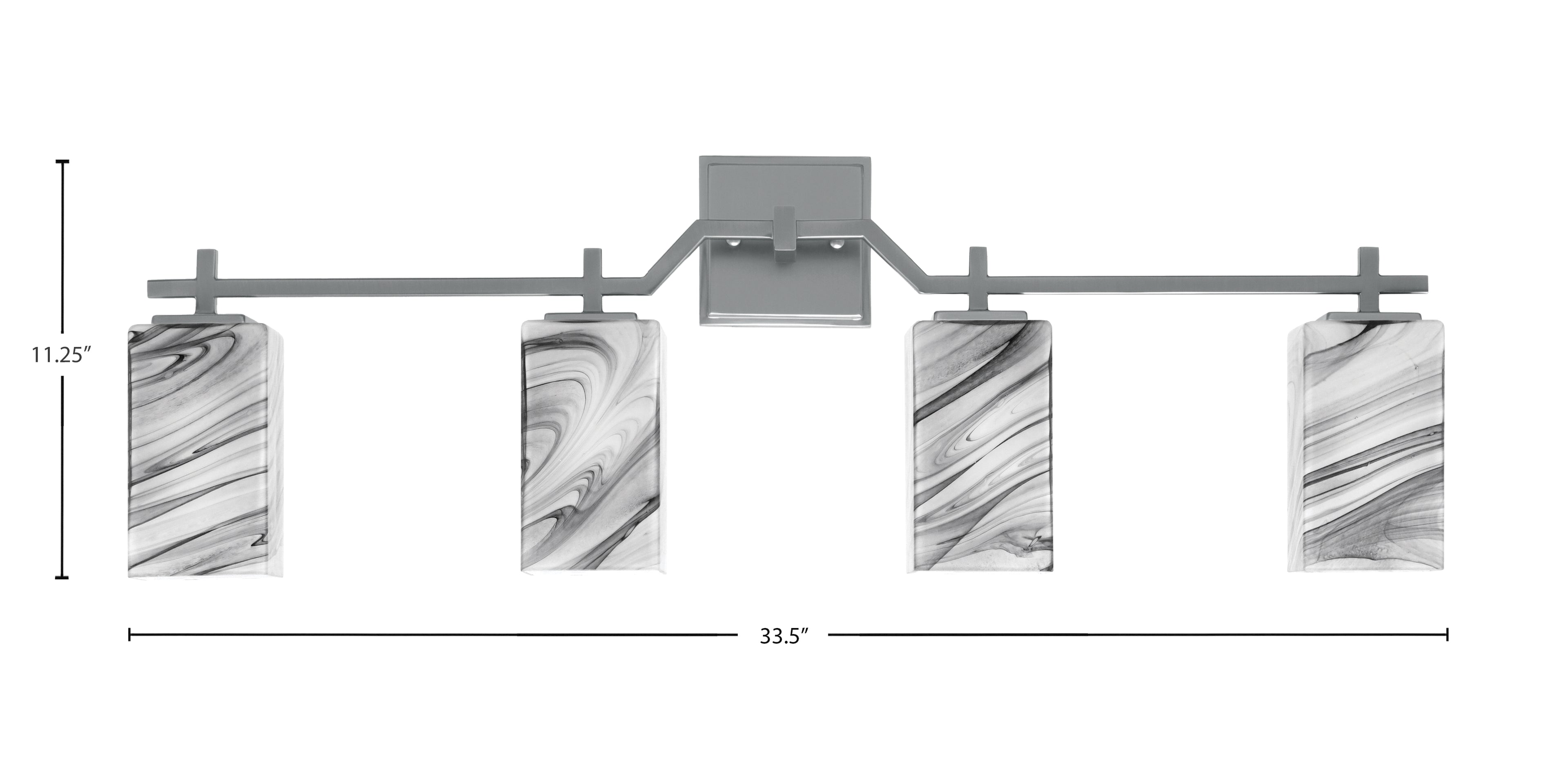 Corbin Four Light Bath Bar in Graphite with Square Onyx Swirl Shade