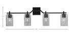 Corbin Four Light Bath Bar in Matte Black with Square Smoke Bubble Shade
