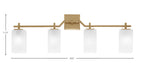 Corbin Four Light Bath Bar in New Age Brass with Square White Marble Shade