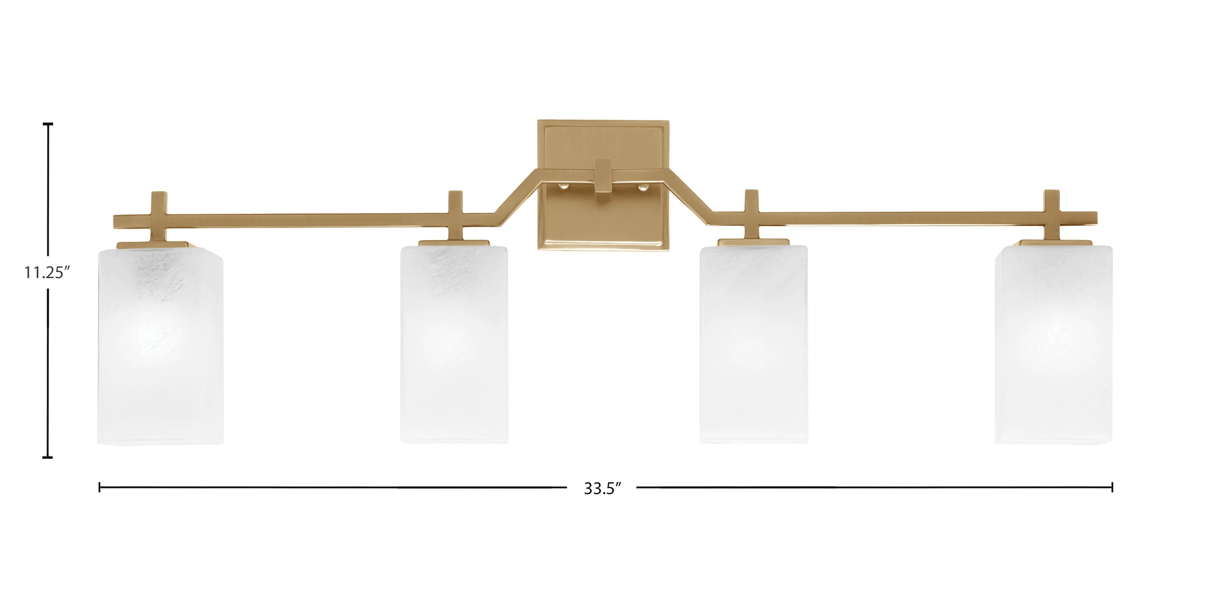Corbin Four Light Bath Bar in New Age Brass with Square White Marble Shade