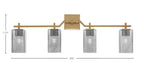 Corbin Four Light Bath Bar in New Age Brass with Square Smoke Bubble Shade