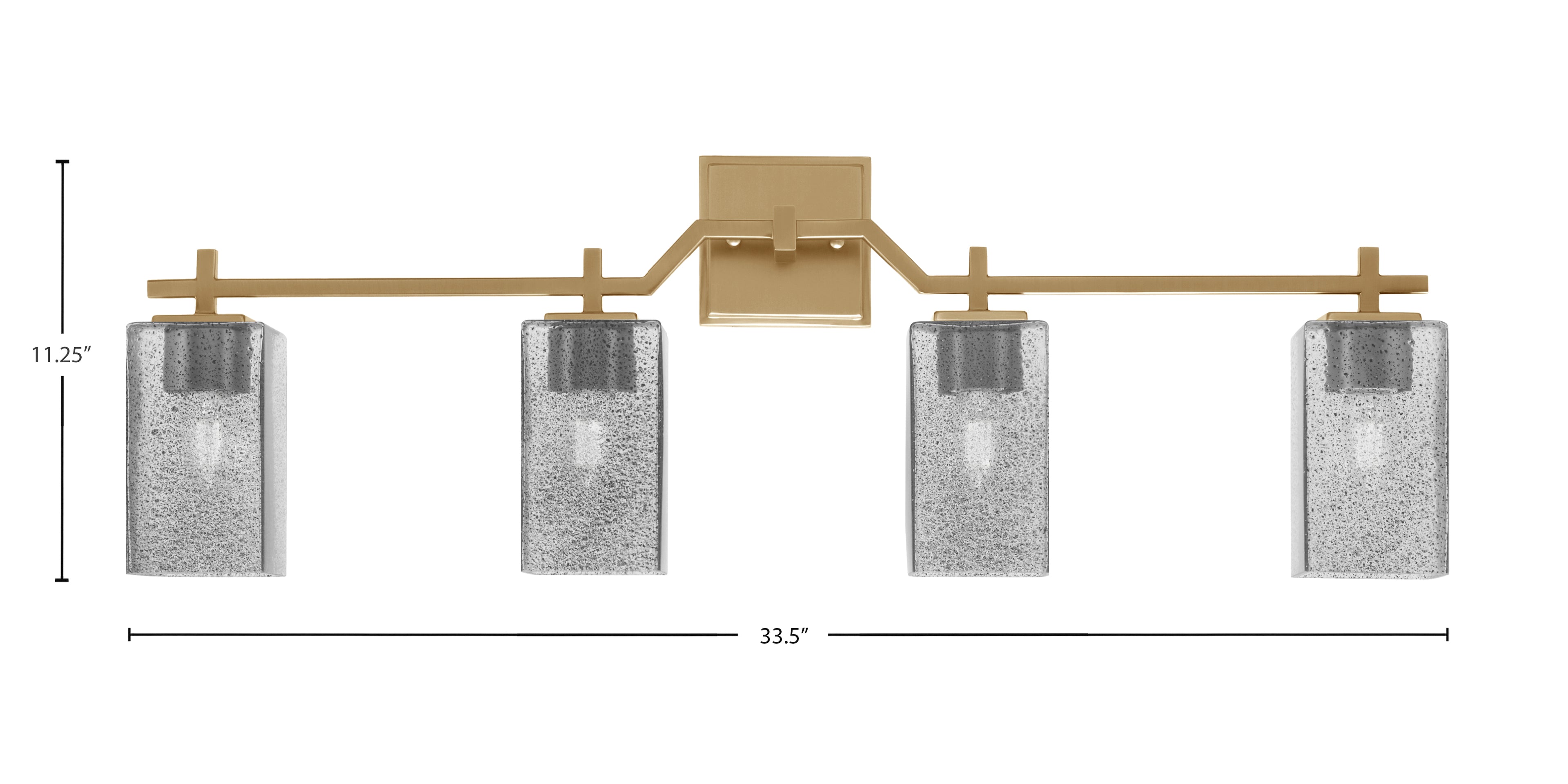 Corbin Four Light Bath Bar in New Age Brass with Square Smoke Bubble Shade