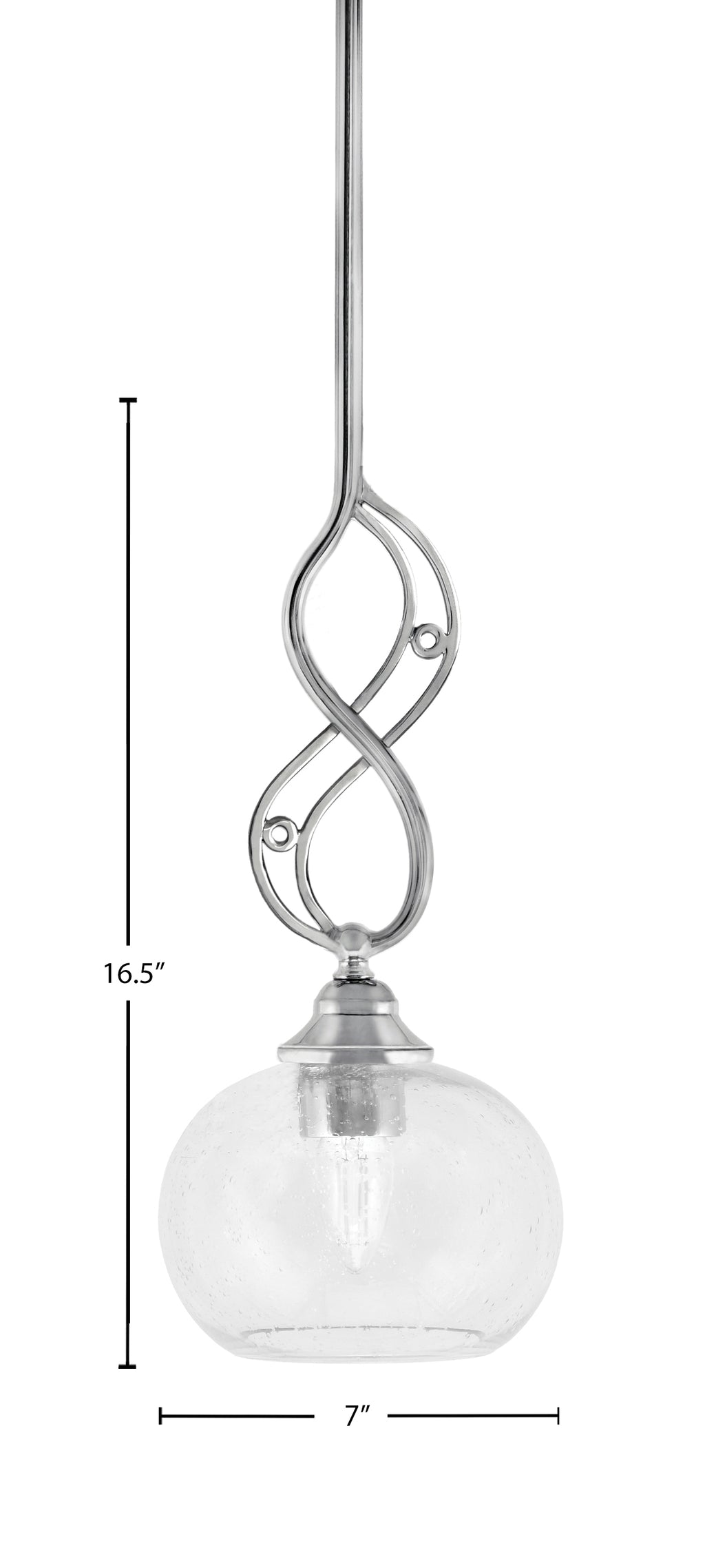 Jazz One Light Mini Pendant in Chrome with 7" Clear Bubble Shade