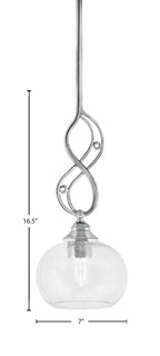 Jazz One Light Mini Pendant in Chrome with 7" Clear Bubble Shade