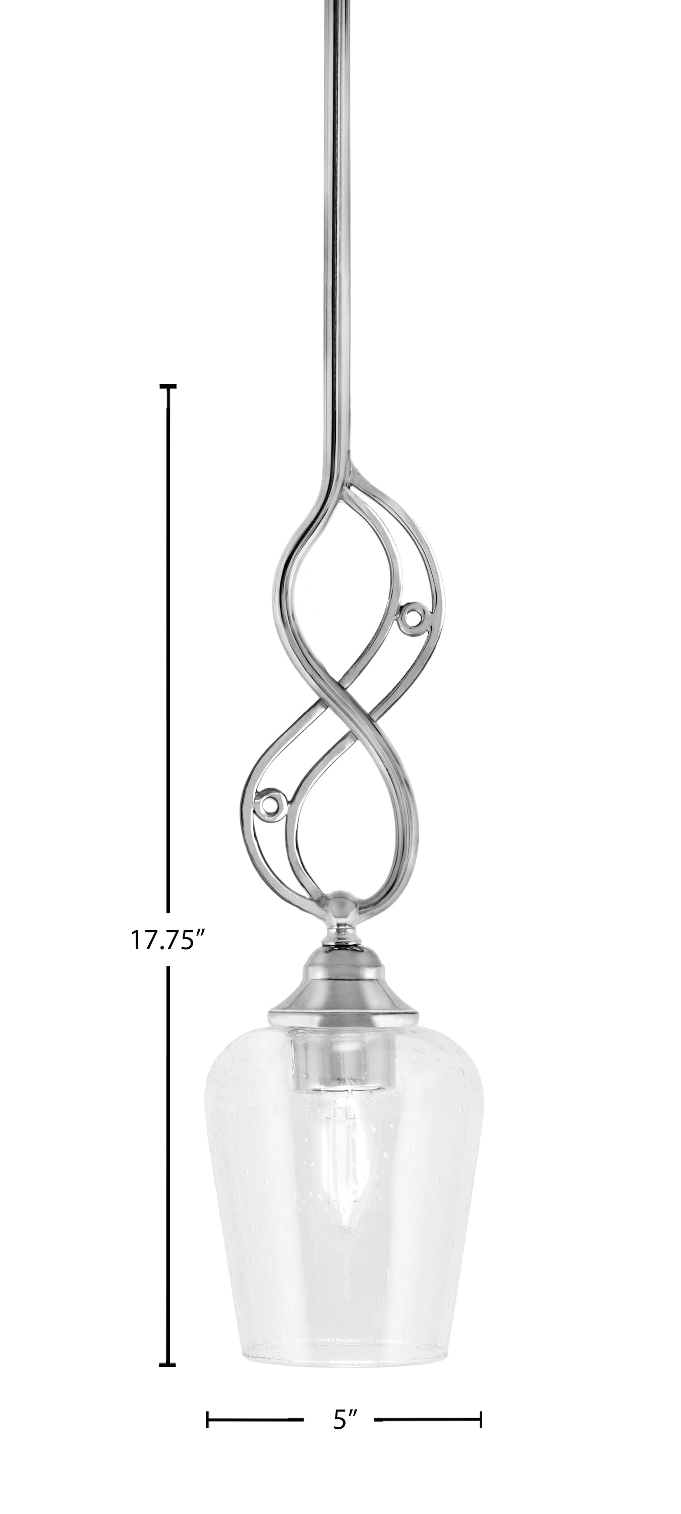 Jazz One Light Mini Pendant in Chrome with 5" Clear Bubble Shade