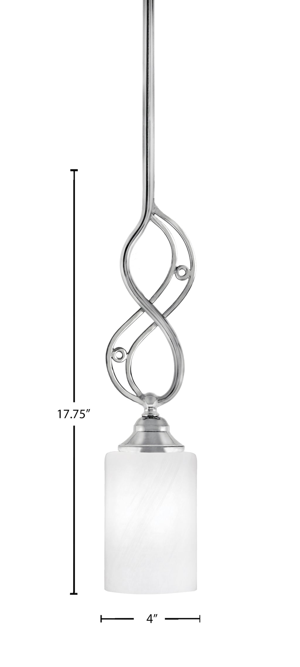 Jazz One Light Mini Pendant in Chrome with 4" White Marble Shade