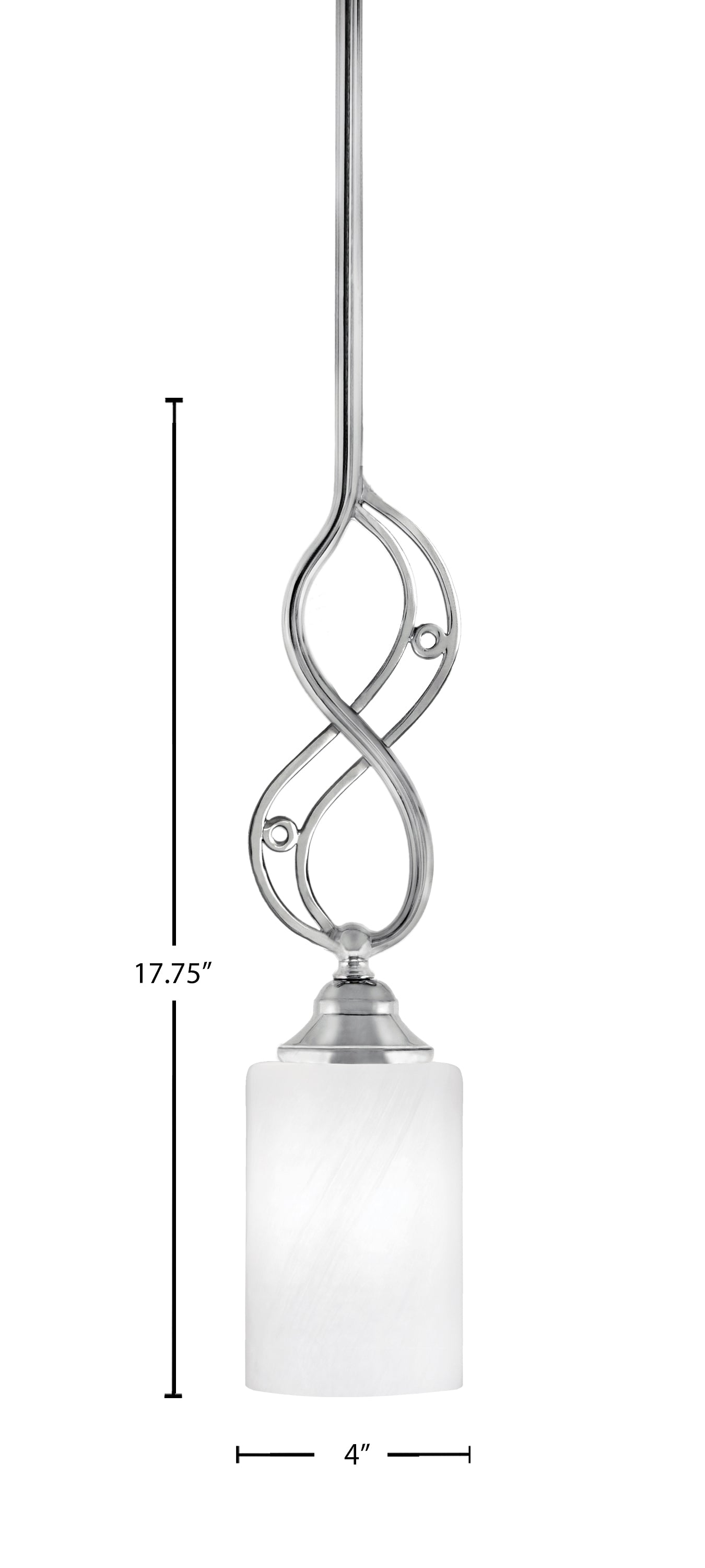 Jazz One Light Mini Pendant in Chrome with 4" White Marble Shade