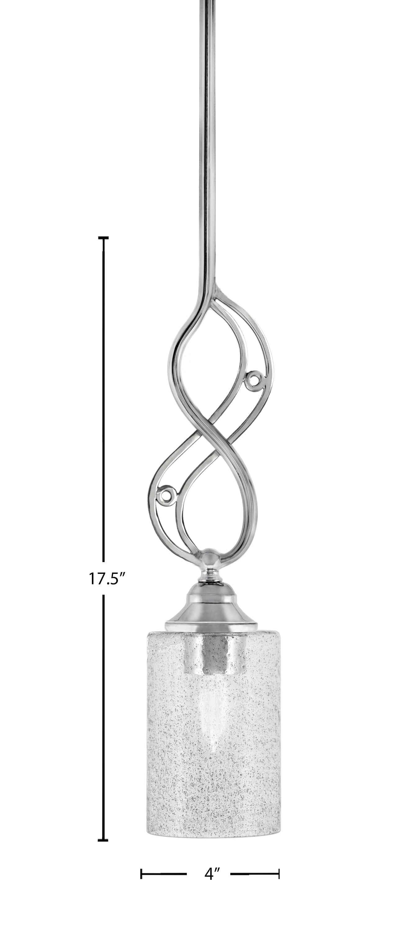 Jazz One Light Mini Pendant in Chrome with 4" Smoke Bubble Shade