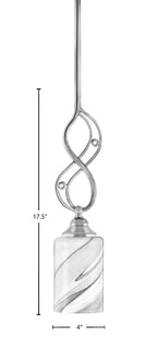 Jazz One Light Mini Pendant in Chrome with 4" Onyx Swirl Shade