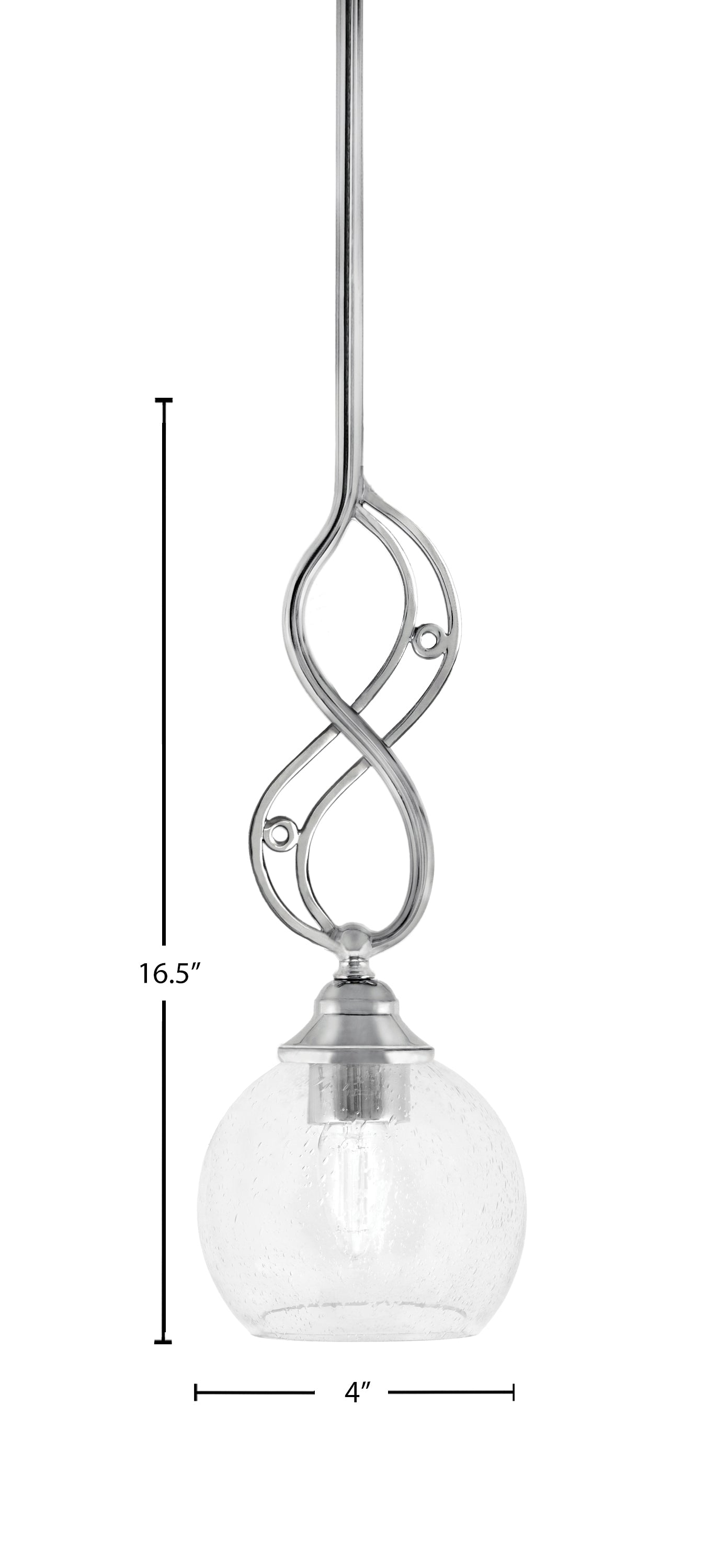Jazz One Light Mini Pendant in Chrome with 5.75" Clear Bubble Shade