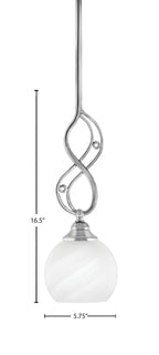 Jazz One Light Mini Pendant in Chrome with 5.75" White Marble Shade