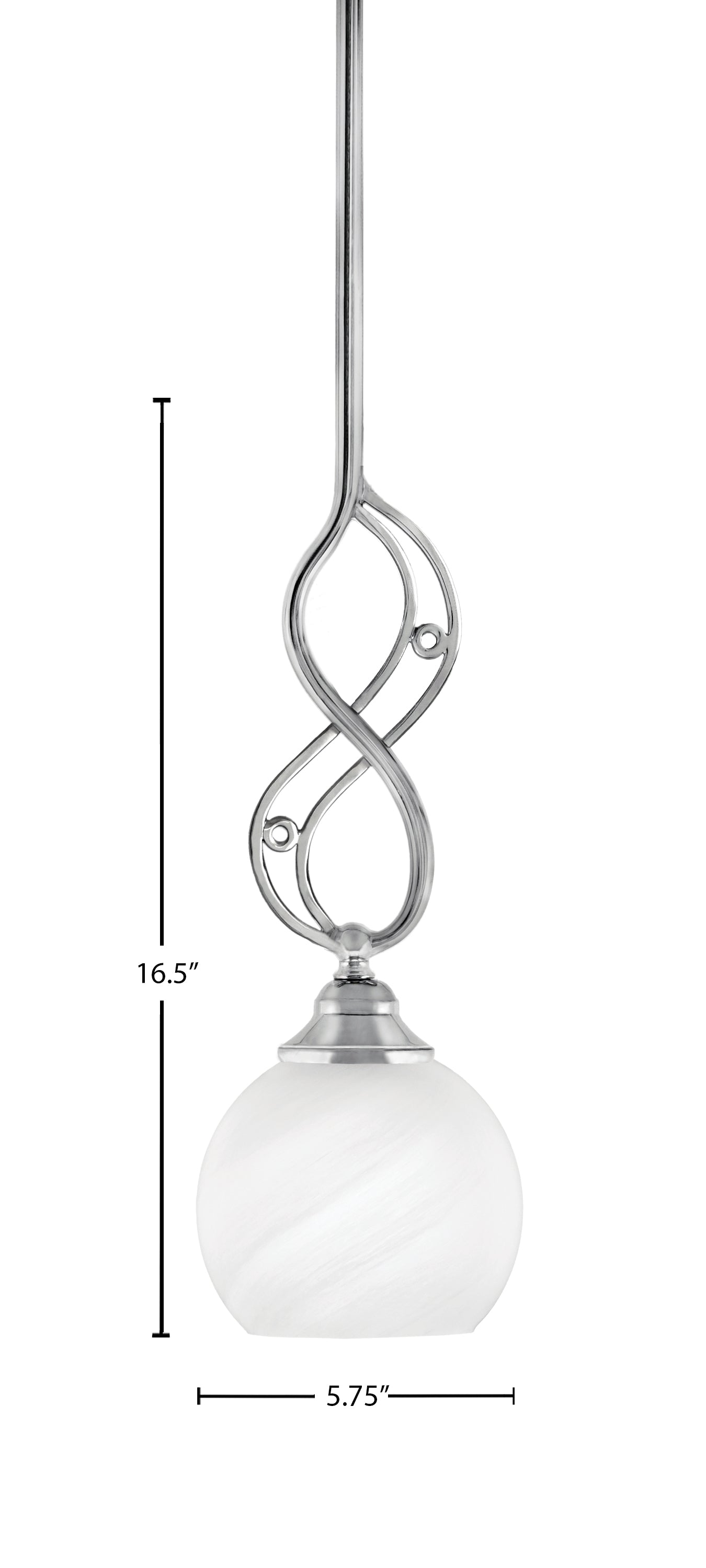 Jazz One Light Mini Pendant in Chrome with 5.75" White Marble Shade