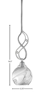 Jazz One Light Mini Pendant in Chrome with 5.75" Onyx Swirl Shade