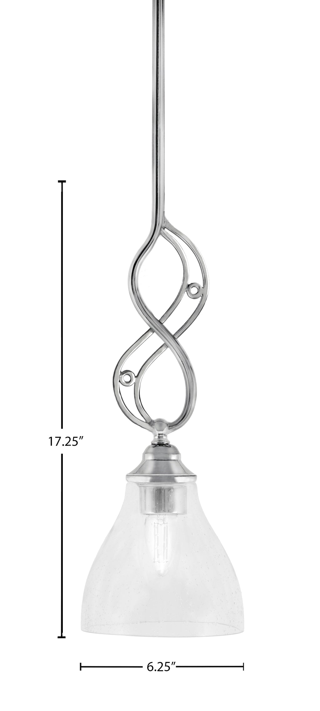 Jazz One Light Mini Pendant in Chrome with 6.25" Clear Bubble Shade